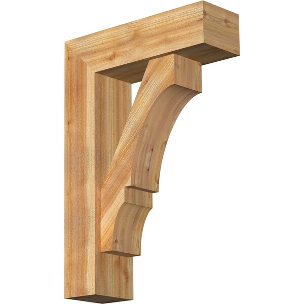 Ekena Millwork Balboa Block Rough Sawn Bracket w/ Offset Brace, Western Red Cedar, 8"W x 26"D x 38"H BKT0806X26X38BOA05RWR - main